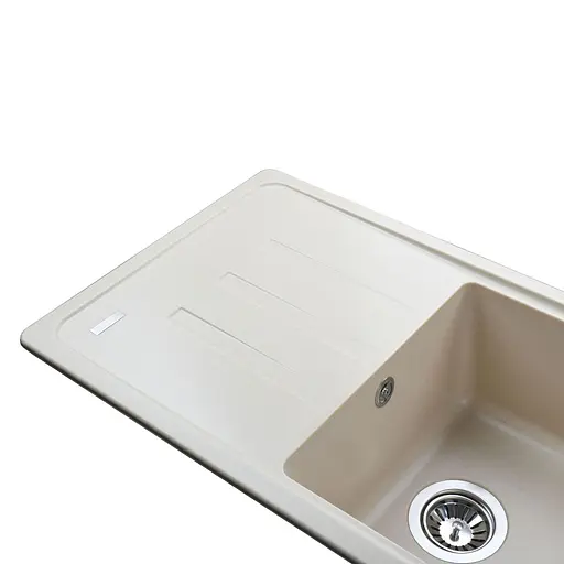 Кухонная мойка гранитная Globus Lux Lugano слоновая кость 780х435мм, Бежевый - фото 3