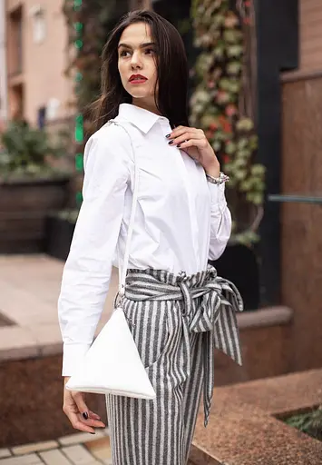 Шкіряна жіноча сумка-косметичка Піраміда біла - фото 8