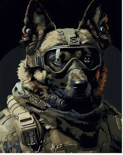 Набор для росписи по номерам Воинственный пес, Strateg, 30x40 см, SS6744