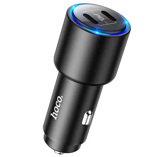 Зарядное устройство 2 выхода USB-C - HOCO NZ3 Clear way dual port PD car charger 40W черный - фото 2