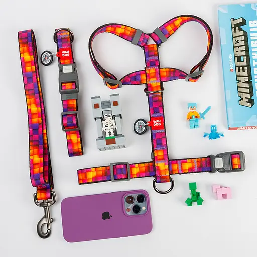 Нашийник для собак нейлоновий Waudog Nylon з QR-паспортом "Куби 3Д" пластиковий фастекс М Ш 20 мм Д 28-40 см - фото 2