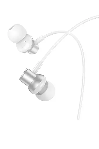 Навушники провідні, вакуумні, Hoco M110, з мікрофоном, 3.5 мм, 1.2м, сріблясті - фото 2