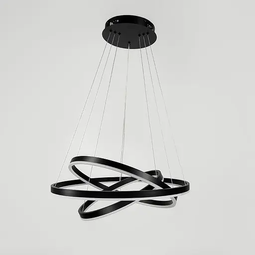 Подвесная люстра в черном корпусе на три кольца 60, 50 и 40 см Ст. MJ 93-600+500+400 BK Line F - фото 8