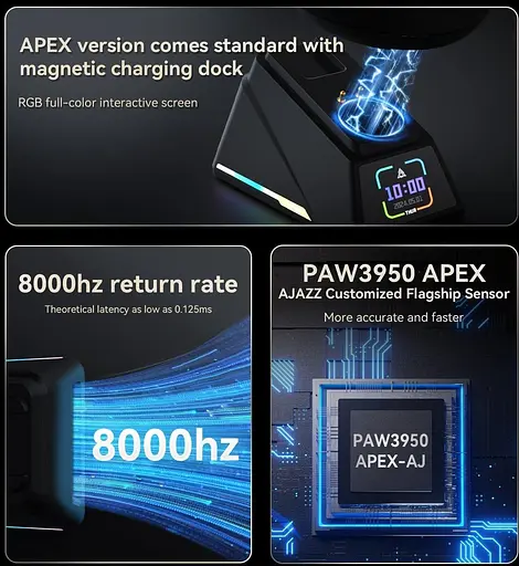 Миша Ajazz AJ179 APEX White 8K Charging Dock (AJM179-A-W) - фото 4