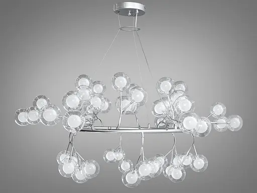 Мінімалістична підвісна люстра для вітальні "Світлячок", 54 лампи,хром - фото 1