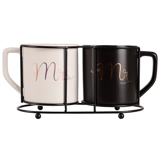 Набор чашек Led Mr&Mrs на металлической подставке 400 мл (B060362)