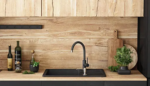 Кухонна мийка гранітна Rea Nils набір 5в1 black ZLE-00100, Чорний - фото 3