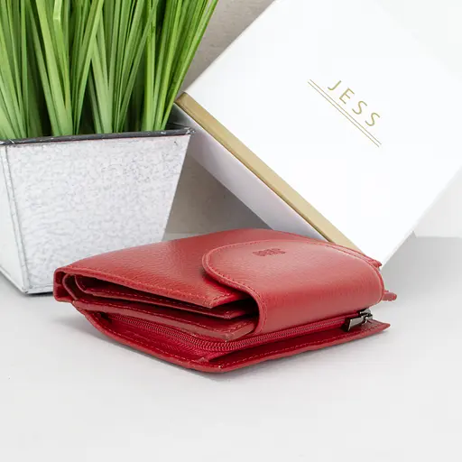 Жіночий шкіряний гаманець червоний Jess 375-2036-2 маленький - фото 4