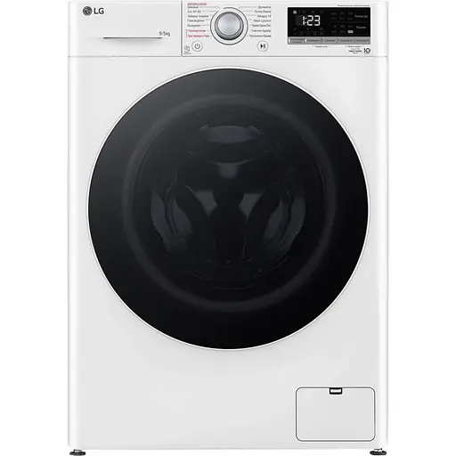 Стирально-сушильная машина LG фронтальная 9(5) кг 1200 А 48 см дисплей пара инвертор белый