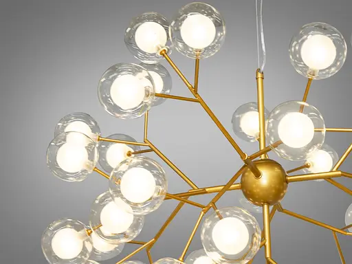 Повітряна, гармонійна люстра "Світлячок", 45 ламп, золото сатин - фото 4