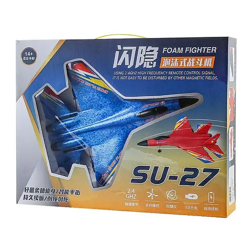 Самолет на радиоуправлении SCHE HW28 SU27 Foam Blue - фото 3