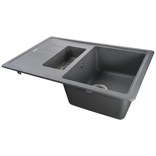 Гранітна мийка Globus Lux Izeo сірий металік 780x500 мм А0003, Сірий - фото 2