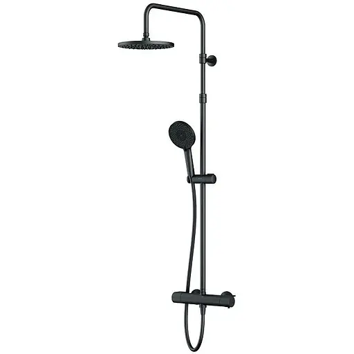 Душова система з термостатом Am.Pm X-Joy верхній душ 220 мм black F0785A422, Чорний матовий - фото 1