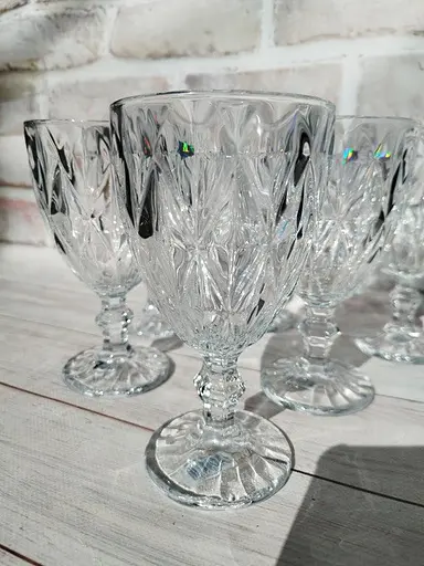 Набір келихів для вина JXCX Ромби 6шт Подарункові скляні фужери для коктейлів 260мл Прозорий - фото 4