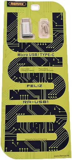 Адаптер Remax Nomi металевий 2 in 1 мicro USB/Type-C сіро-золотистий - фото 5