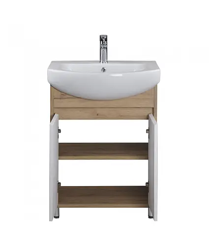 Тумба Мойдодир Oslo 60 Wood з умивальником Runa 60 дуб крафт/Білий - фото 2