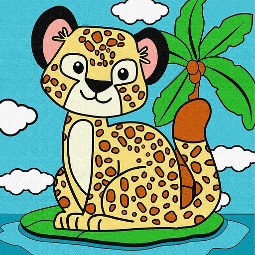 Набор для росписи по номерам для детей 5+ Гепард, Ideyka, 25x25 см, КНО9070