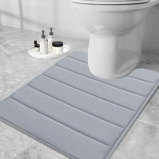 Современный коврик для ванной Aquarius с эффектом памяти U-образный контурный 50 х 50 см Серый в полоску