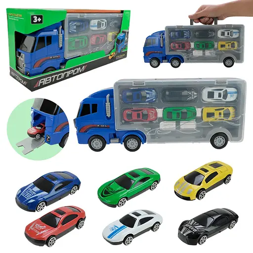 Дитячий трейлер з машинками PS006-1, 6 машинок - фото 3