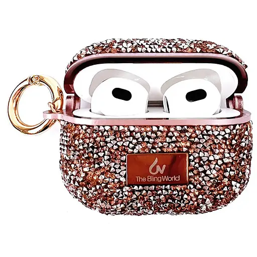 TPU чохол Bling World Rock Diamond для навушників AirPods Pro / Airpods Pro 2 Рожевий - фото 2