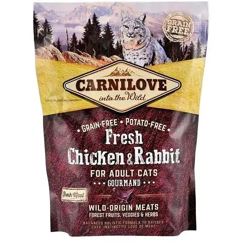Сухой корм Carnilove Fresh Chicken & Rabbit для взрослых кошек курица и кролик 400 г - фото 1