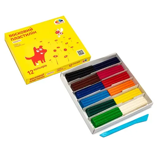 Дитячий восковий пластилін "Малята" ГАММА'UA 100305, 12 кольорів 144 г - фото 1