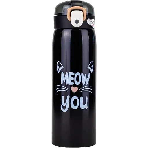 Термос Elisey дитячий з трубочкою "Cat love" чорний 500 мл (9185-009)