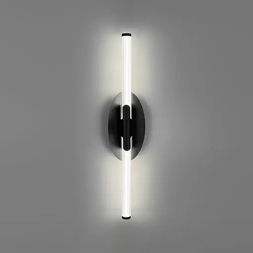 Видовжене подвійне світлодіодне бра Line F з рельєфним розсіювачем 60 см чорне Арт. WB38/600 BK - фото 2