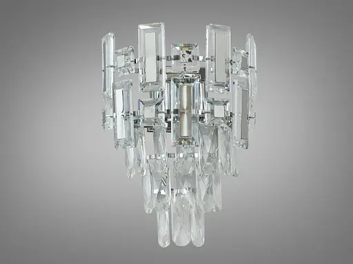 Класичне бра з кришталю на 2 лампи, колір хром - фото 1