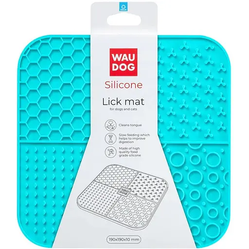 Коврик для слизывания Waudog Silicone 190х190х10 мм голубой