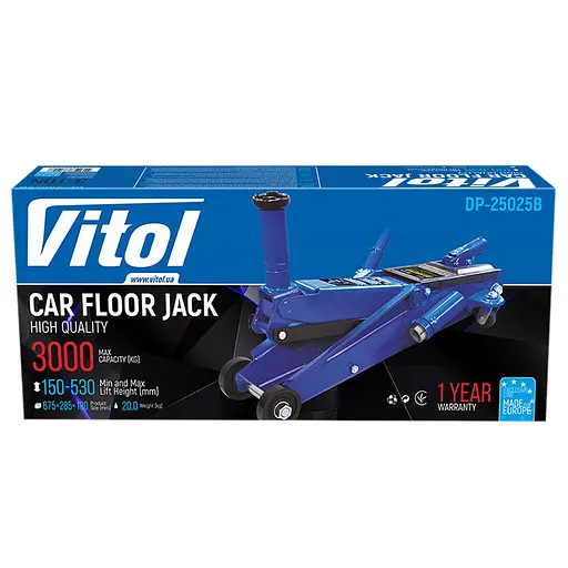 Домкрат гідравлічний підкатний Vitol 3т 150-530 мм з надставкою 20 кг (DP-25025B) - фото 8