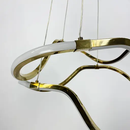 Золота люстра із двома хвилеподібними кільцями d70 см | Арт. Y 405-700+700 GD | Line F - фото 5