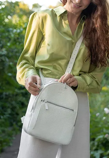 Кожаный рюкзак Groove S белый - фото 5