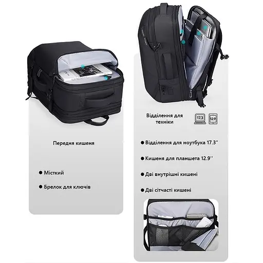 Рюкзак Mark Ryden MR9993KR с расширением и ортопедической спинкой Черный - фото 3