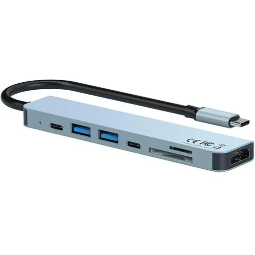 Концентратор разветвитель хаб XO Hub008 7 in 1 6920680830145 - фото 1