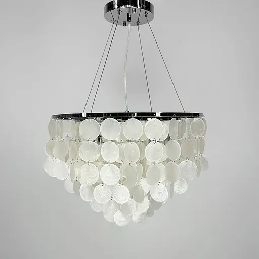 Круглая серебряная люстра ATHELIA с перламутровыми пластинами Ø 45 см | Ст. 1537-450 CH | Line F - фото 1