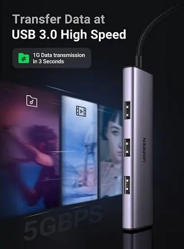 Хаб Ugreen Usb-C to 4xUsb 3.0 Hub CM473 (20841) - фото 2