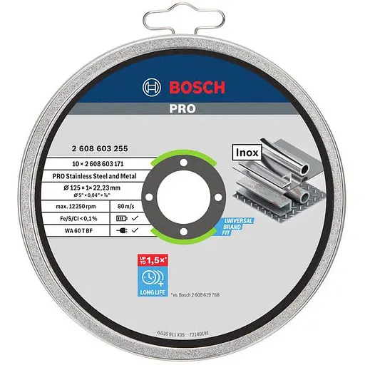 Диск відрізний Bosch Professional Stand по металу 125х1.0х22.2 мм 10 шт. (2.608.603.255) - фото 2