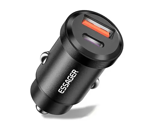 Зарядний пристрій Essager ES-CC07 30 W блок на 2 виходи USB + Type-C чорний - фото 1
