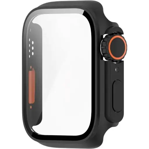 Чехол-накладка DK для Apple Watch 46mm (Series 10) Пластик Ultra Soft-Touch Glass Full Cover (black)