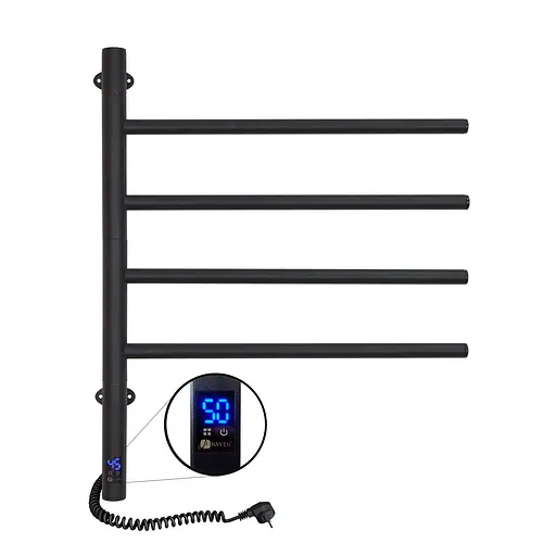 Електрична рушникосушка Navin Arabesque 480x600 Sensor з таймером, чорний муар 12-223033-4860, Чорний матовий, Електронний - фото 1