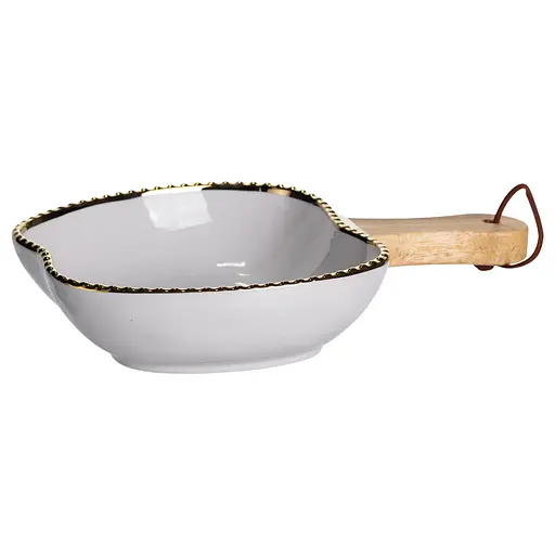 Тарелка фарфоровая глубокая с ручкой Яблоко 23×16×4 (см) сервировочное блюдо с ручкой для подачи тарелка сковорода Золото Yiwu ZJH-14-1 - фото 3