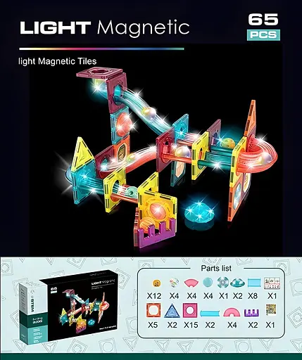 Конструктор магнітний DIY Magnetic Building Blocks на 65 деталей (СН1171) - фото 5