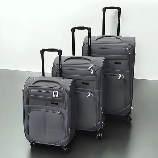 Набор тканевых чемоданов 3в1 с кодовым замком и телескопической ручкой серый (6071) - фото 2