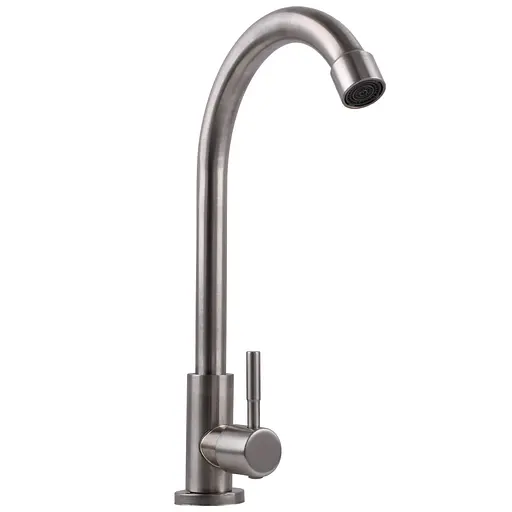 Монокран EcoMix AISI-0001M одноричажний змішувач для умивальника поворотний з нержавіючої сталі - фото 3