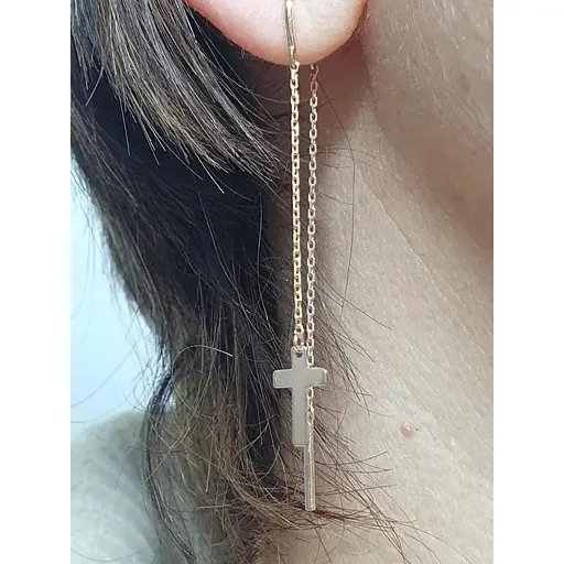 Золоті сережки-протяжки Платон Хрестики. 1С369/00Б - фото 2