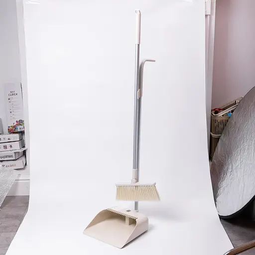 Набір для прибирання Yiwu щітка та совок з довгою ручкою 82 см  бежевий HP-45-15BE - фото 6