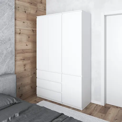 Шкаф для одежды Vays в спальню с 3 шухлядами, штангой и полками, без ручек R9+R22 Белый