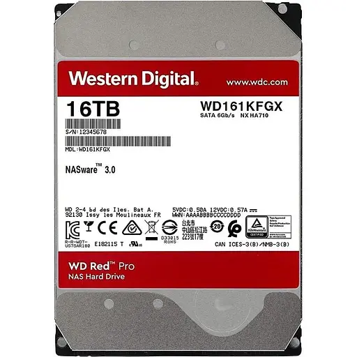 Накопитель Western Digital HDD SATA 16.0TB Red Pro NAS 7200rpm 512MB (161KFGX)