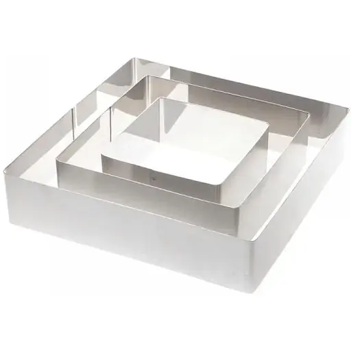Набір квадратних форм Lora для викладання/вирубки 10x10/15x15/20x20x4.5 cм з нержавіючої сталі 3 шт.
